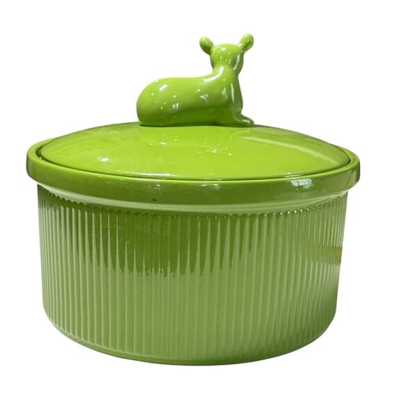 Martha Stewart Macy's Ceramic Casserole Dish Green Cow Lidded 9" Kitchen Decor - Picture 7 of 13